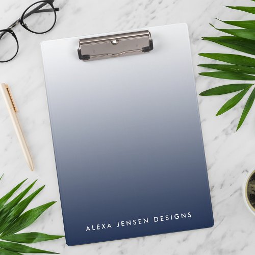 Navy Gradient Ombre Personalized Clipboard