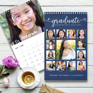 Navy Graduation K–12 Script Photo Collage 15 Month Calendar