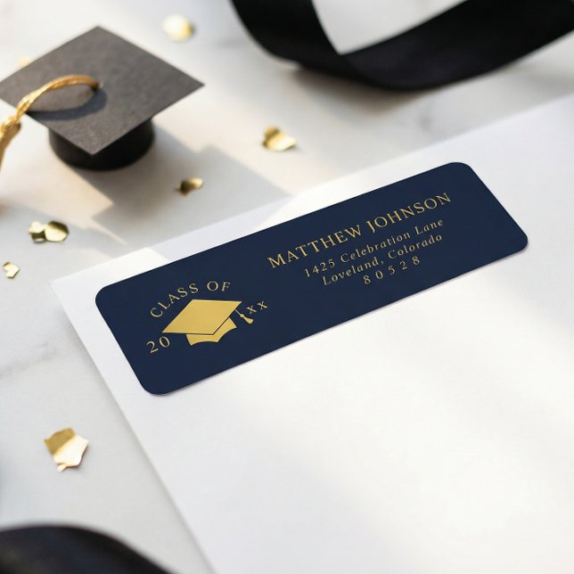 Navy Graduation Return Address Label (Creator Uploaded)