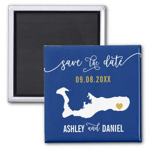 Navy Grand Cayman Wedding Save the Date Map Magnet