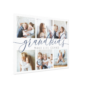 Navy   Grandkids Make Life Grand Photo Collage Canvas Print