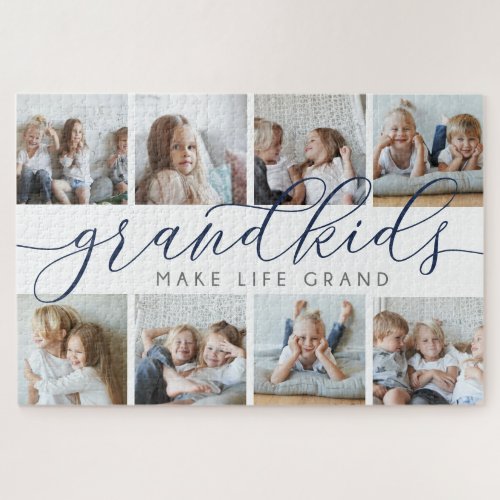 Navy  Grandkids Make Life Grand Photo Collage Jigsaw Puzzle