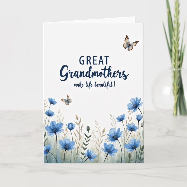 Navy Grandmothers Floral Day Card (Front)