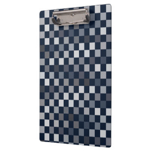 Navy Gray Blue Checks Clipboard