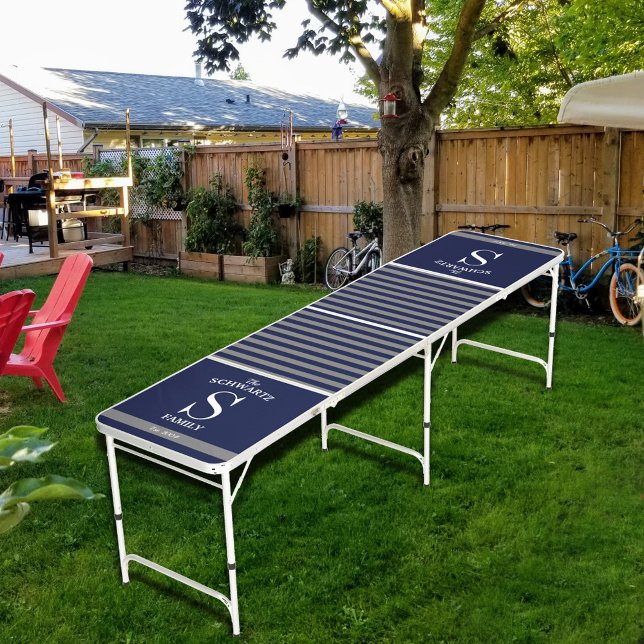 Navy/Gray Family Name/Monogram Beer Pong Table (Creator Uploaded)