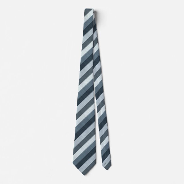 Navy Gray Grey Blue Striped Neck Tie (Front)