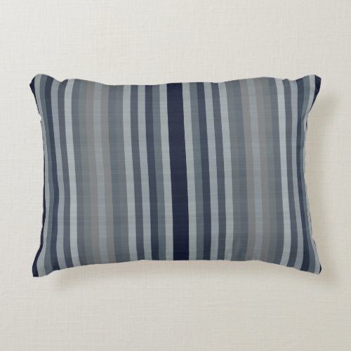 Navy Gray Grey Stripes Accent Pillow