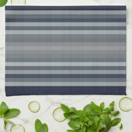 Navy Gray Grey Stripes Kitchen Towel