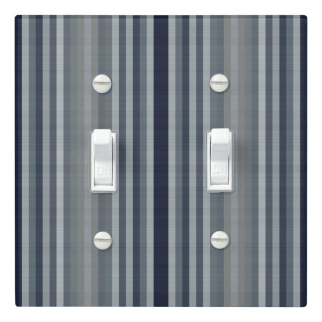 Navy Gray Grey Stripes Light Switch Cover (In Situ)
