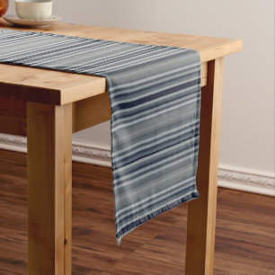 Navy Gray Grey Stripes Short Table Runner