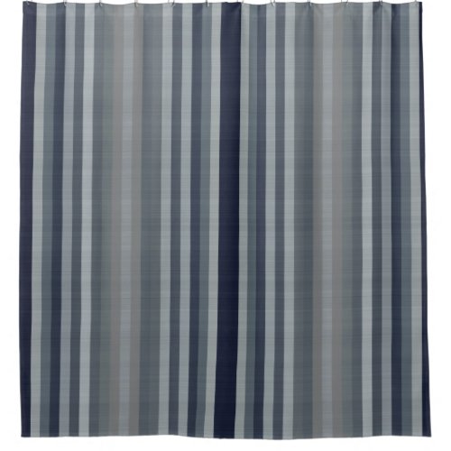 Navy Gray Grey Stripes Shower Curtain