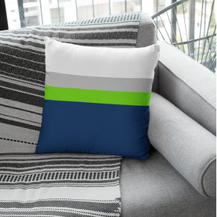 Navy, Gray, Lime Green Colorblock Throw Pillow