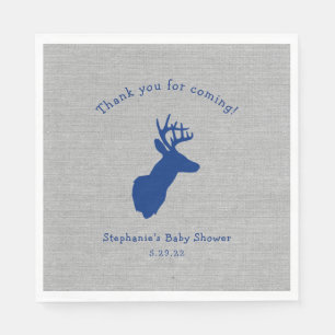 Navy Gray Oh Deer Buck Baby Shower Decor Paper Napkins