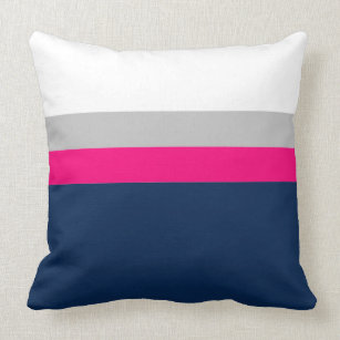 Pink Gray White Giant Stripe Throw Pillow, Zazzle
