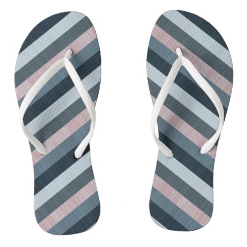 Navy Gray Pink Striped   Flip Flops