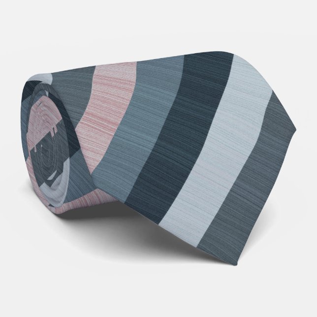 Navy Gray Pink Striped Neck Tie (Rolled)