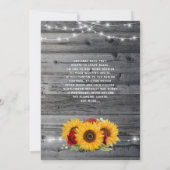 Navy Gray Red Rose Sunflower Rustic Wood Wedding Invitation (Back)