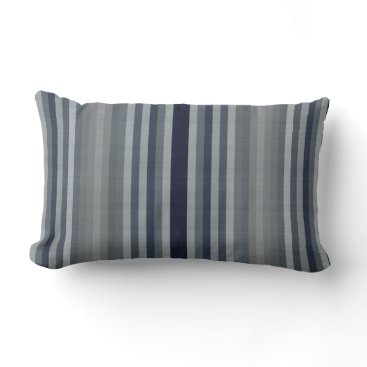 Navy Gray Stripes Lumbar Pillow