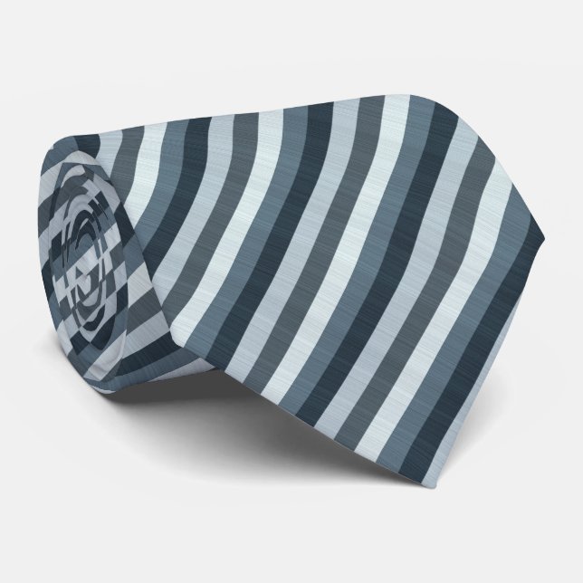 Navy Gray Stripes Neck Tie (Rolled)