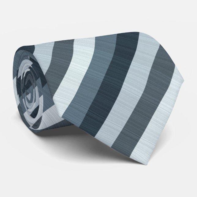 Navy Gray Stripes Neck Tie (Rolled)