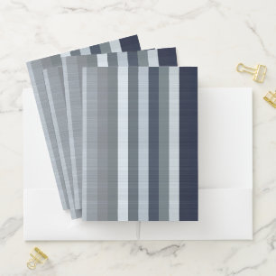 Navy Gray Stripes Pocket Folder