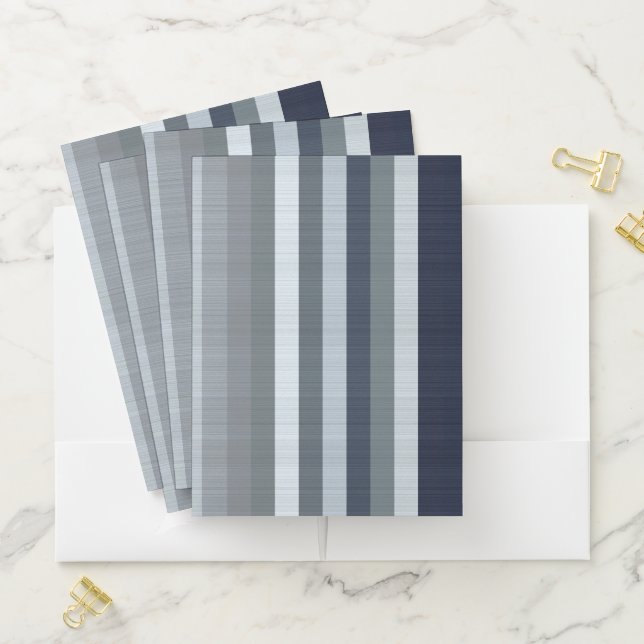 Navy Gray Stripes Pocket Folder (In Situ)