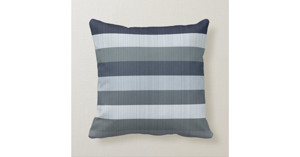 Navy Gray Stripes Throw Pillow
