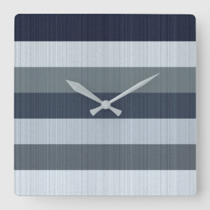 Navy Gray Stripes Throw Pillow Square Wall Clock