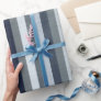 Navy Gray Stripes  Wrapping Paper
