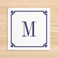 Navy Greek Key Border Monogram