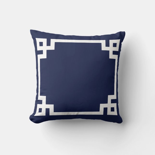 Navy Greek Key Pillow (Front)
