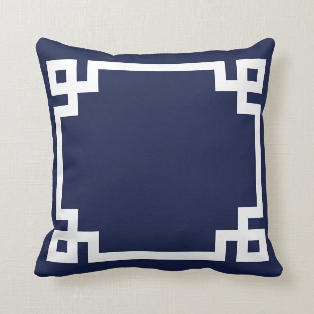 navy greek key pillow