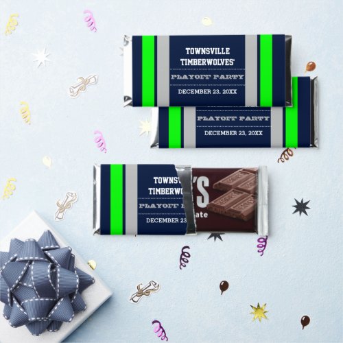 Navy Green and Grey Team Football Party Hershey Bar Favors