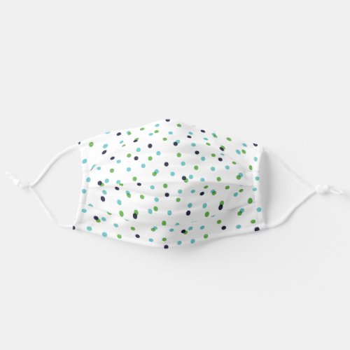 Navy Green and Turquoise Confetti Dots Pattern Adult Cloth Face Mask