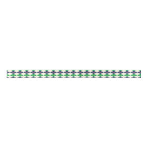 Navy Green and White Argyle Ribbon