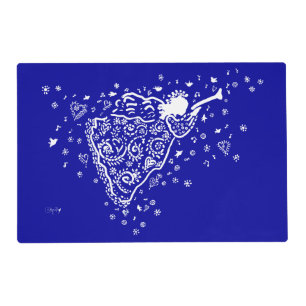 Navy/Green Angel Laminated Pacemat Placemat