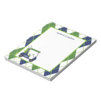 Navy & Green Argyle Golf Personalized Notepad