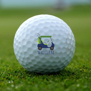 Navy & Green Golf Cart Personalized Golf Balls