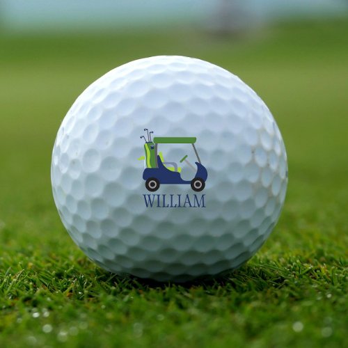 Navy  Green Golf Cart Personalized Golf Balls