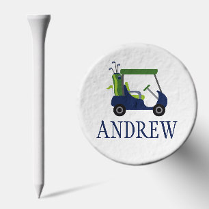 Navy & Green Golf Cart Personalized Golf Tees