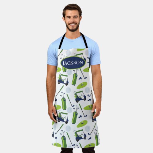Navy  Green Golf Personalized Apron