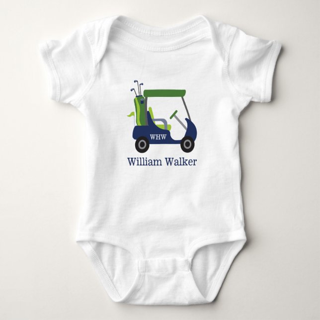 Navy & Green Golf Personalized Baby Bodysuit (Front)
