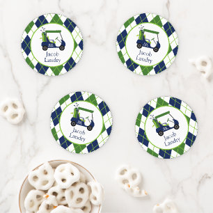Navy & Green Golf Personalized Coaster Set