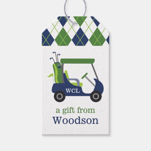 Navy  Green Golf Personalized Gift Tags