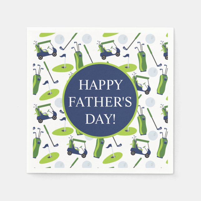 Navy & Green Golf Personalized Napkins (Front)