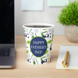 Navy & Green Golf Personalized Paper Cups