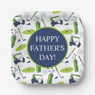 Navy & Green Golf Personalized Paper Plates