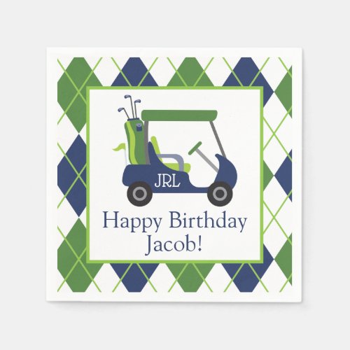 Navy  Green Golf Personalized Party Napkins