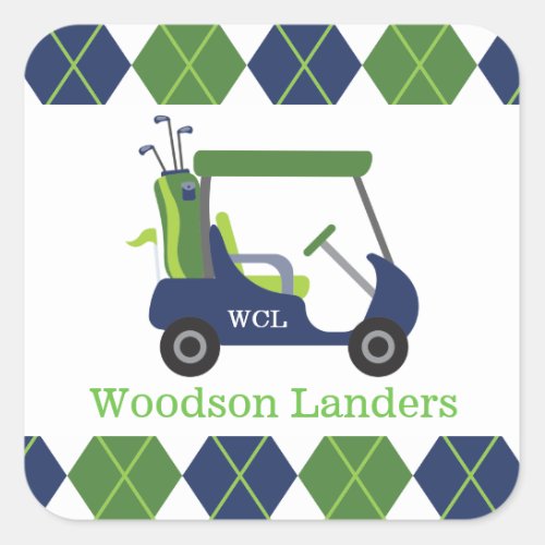 Navy  Green Golf Personalized Stickers