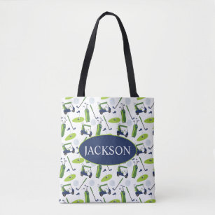 Navy & Green Golf Personalized Tote Bag